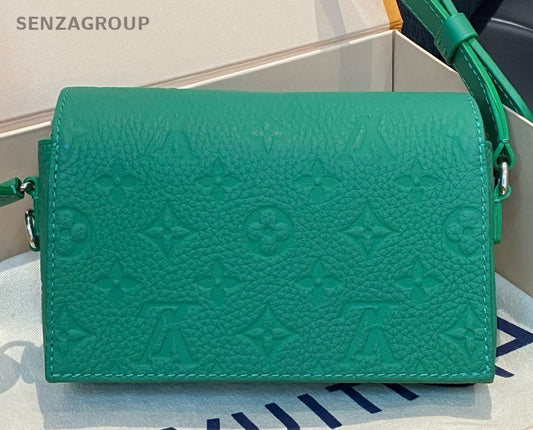 Louis Vuitton Steamer Calfskin Crossbody Green Silver Women Classic Fashion