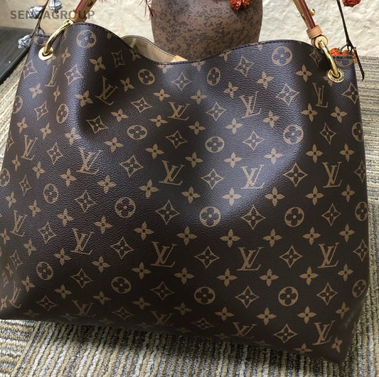Louis Vuitton Graceful Monogram Tote Shoulder Bag Brown Gold Women Classic