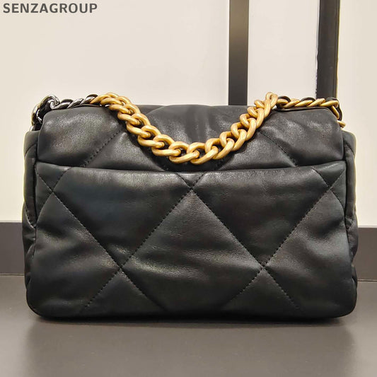 Chanel Black Gold 19 Bag Small Chain Shoulder Crossbody Classic Fashion