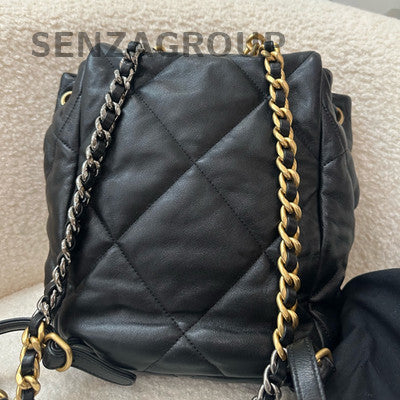 Chanel 19 Bag 24C Black Gold Chain Backpack Quilted Women's Fashion