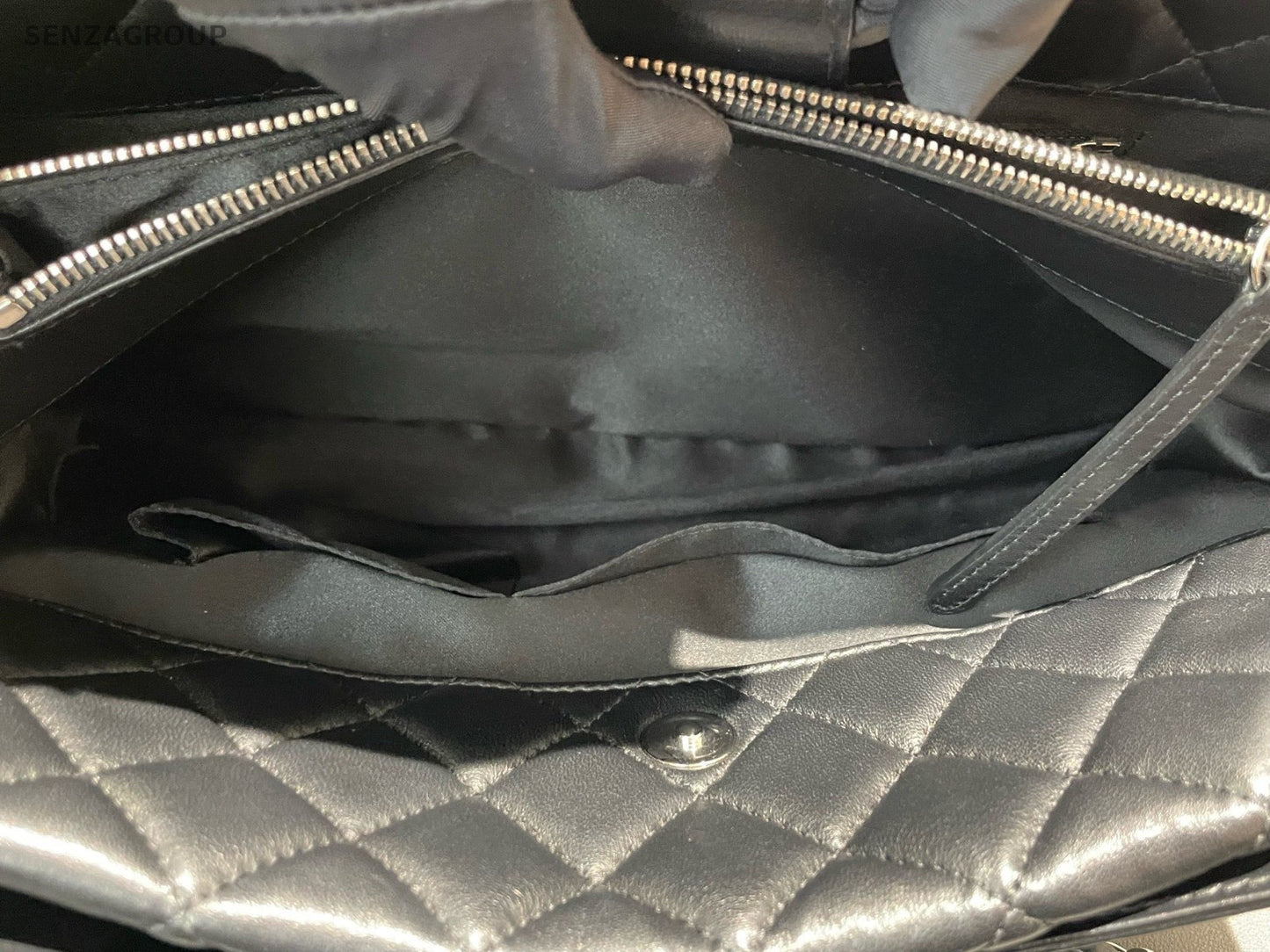 Chanel Large shopping Tote Chain Black Silver Shoulder Bag Diamond Women Classic