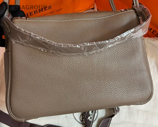 Hermes Lindy30 Shoulder Bag Gray Silver Used Women Classic Designer