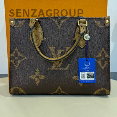 Louis Vuitton OnTheGo MM Monogram Tote Bag Brown Gold Hardware