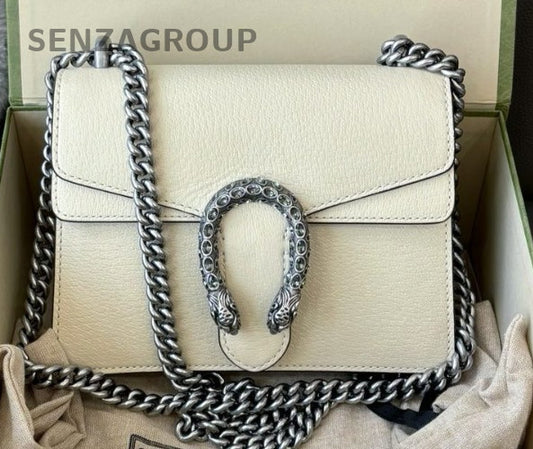 GUCCI Dionysus PM Chain Shoulder bag Crossboyd White Women Almost Brand NEW