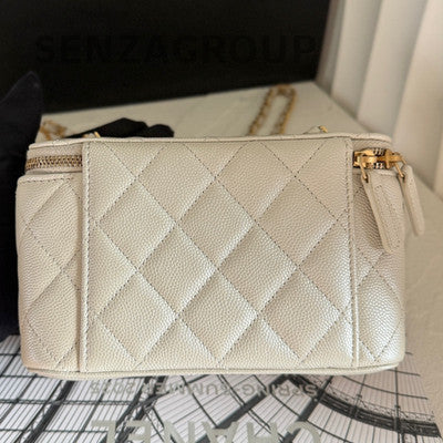Chanel 24B Grey Quilted Chain Crossbody Bag Gold Hardware Classic