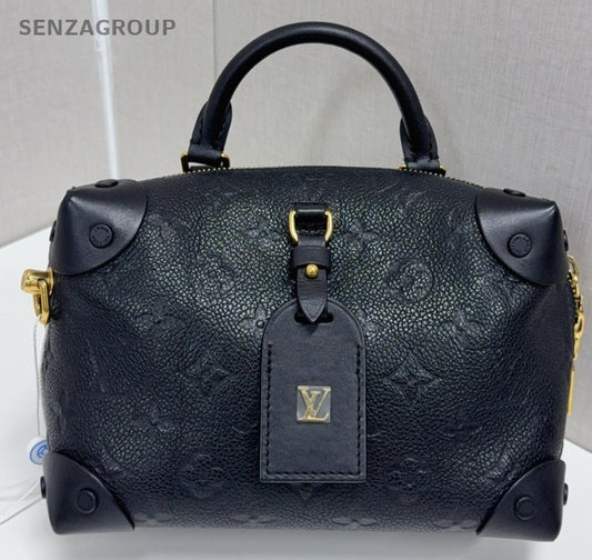 Louis Vuitton Petite Malle Top Handle Shoulder Crossbody Bag Black Women