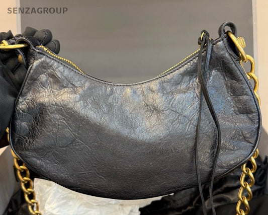 Balenciaga Le City Chain Shoulder Bag Black Gold Women Classic Fashion
