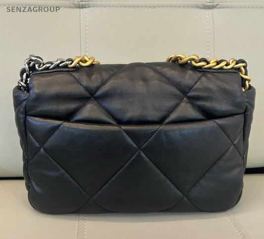 Chanel 19Bag PM Chain Shoulder Bag Black Gold Women Classic Fashion