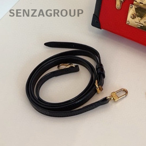 Louis Vuitton Petite Malle PM Epi Shoulder Bag Crossbody Red Black Gold Women