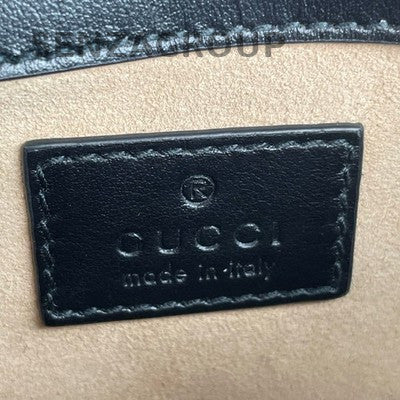 Gucci Marmont Mini Chain Shoulder Crossbody Bag Black Gold Hardware
