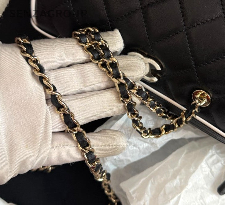 Chanel Bolide Chain Top Handle Shoulder Bag Black Gold Women Classic Fashion