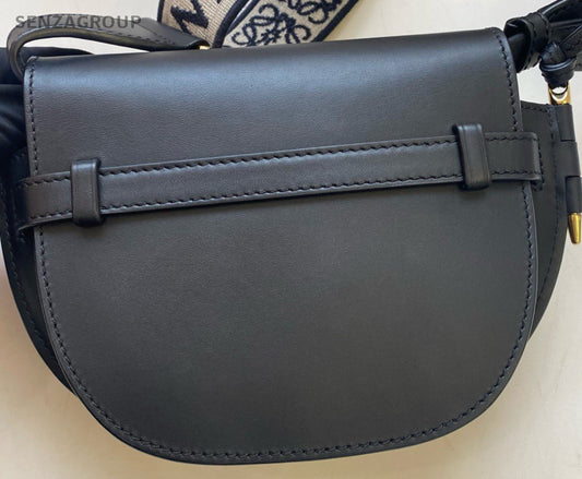 Loewe Gate Mini Saddle Shoulder Bag Black Gold Used Women Classic Designer