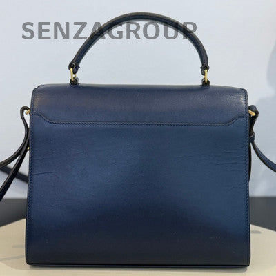 Saint Laurent Cassandra Medium Navy Blue Leather Suede Shoulder Crossbody Bag
