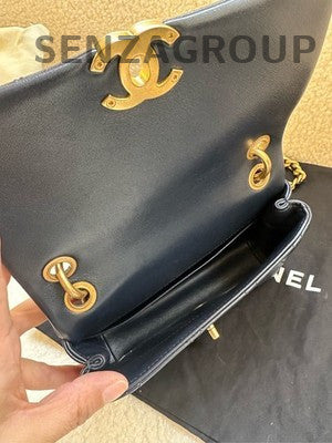 Chanel 21 Navy Blue Calfskin Chain Shoulder Crossbody Bag Gold Hardware