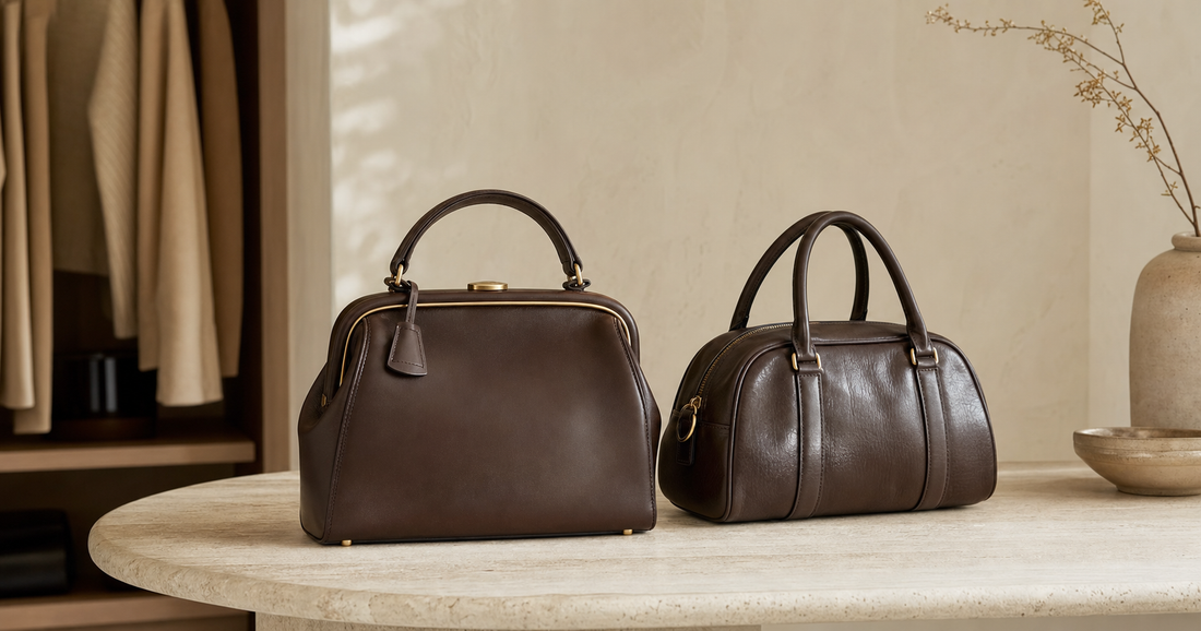 Unbranded structured doctor bag and rounded bowling bag in brown leather for a pre-owned luxury buying guide