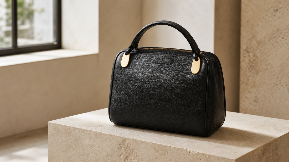 Anonymous black leather top-handle handbag for a pre-owned luxury buying guide