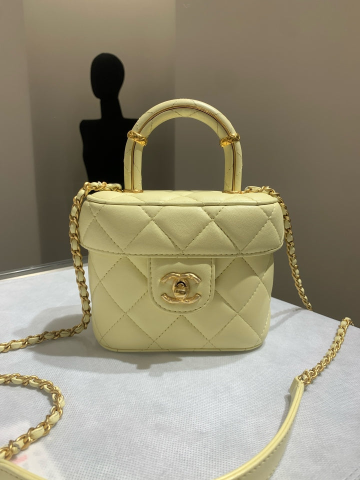 Chanel 23S Mini Top Handle Bag in Light Yellow with Gold Hardware – 2023