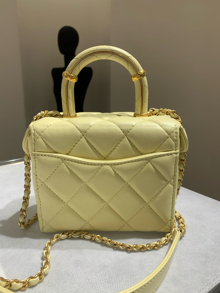 Chanel 23S Mini Top Handle Bag in Light Yellow with Gold Hardware – 2023