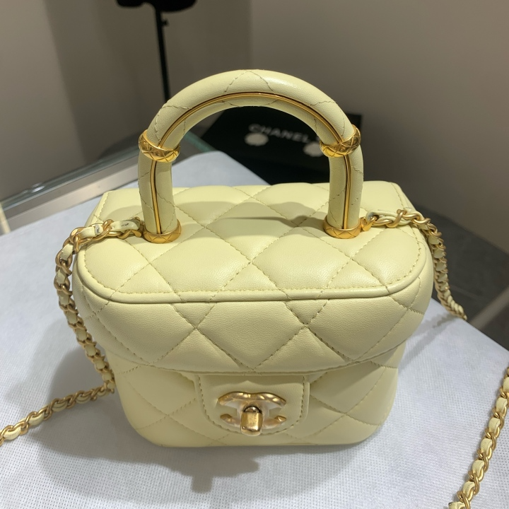 Chanel 23S Mini Top Handle Bag in Light Yellow with Gold Hardware – 2023