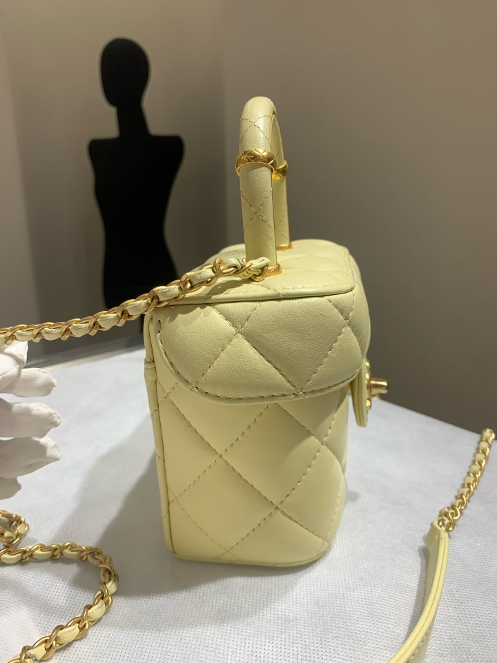 Chanel 23S Mini Top Handle Bag in Light Yellow with Gold Hardware – 2023