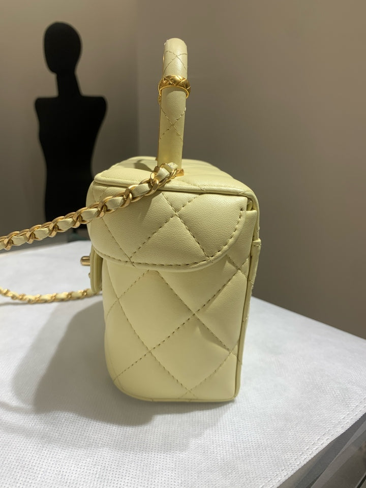Chanel 23S Mini Top Handle Bag in Light Yellow with Gold Hardware – 2023