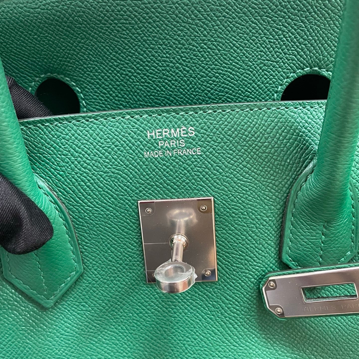 Hermes Birkin35 Epsom Top Handle Bag Green Silver Used Women Classic Fashion