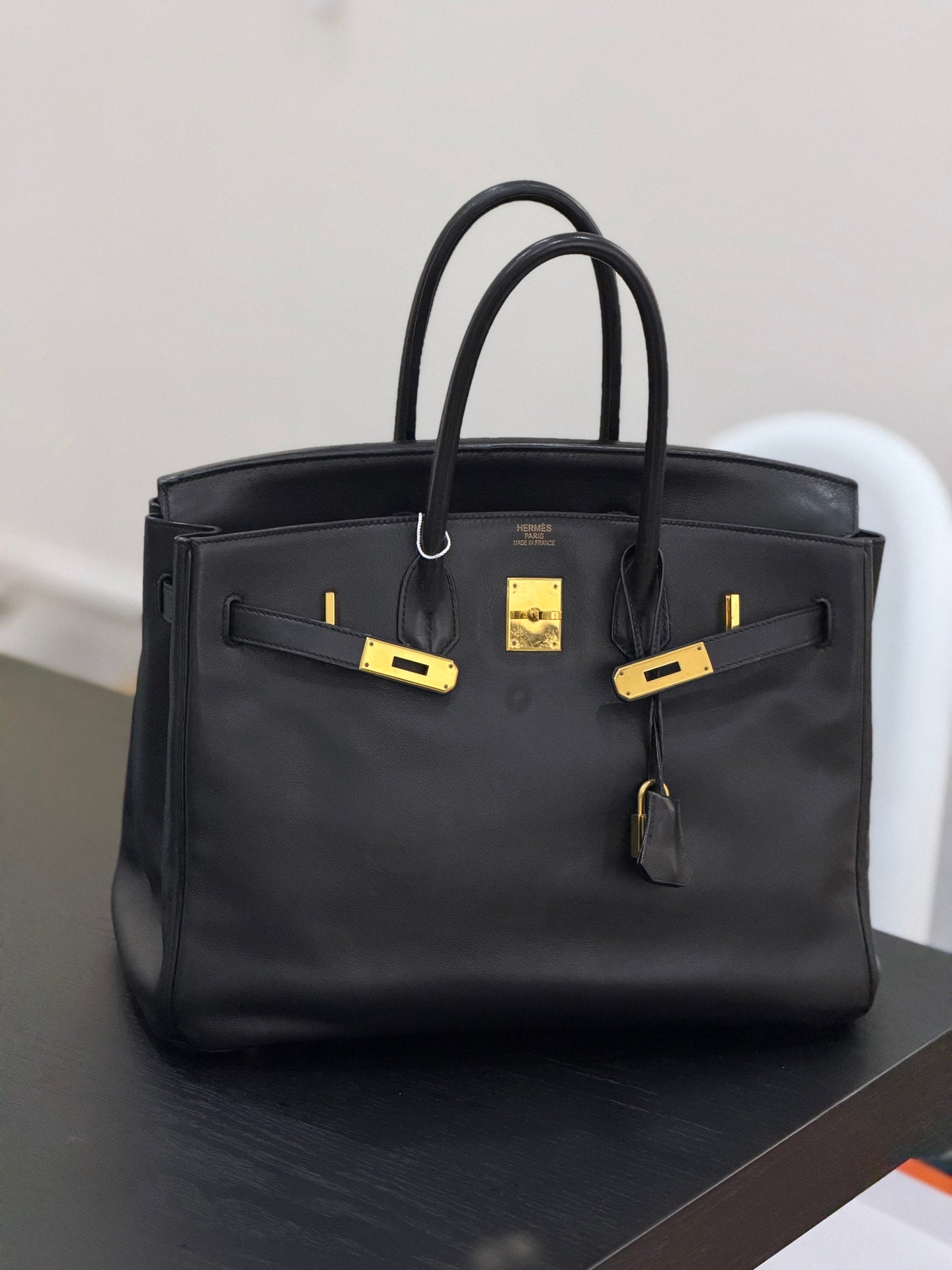 Hermès Birkin 35 in Black Evergrain Leather with Gold Hardware - Stamp L