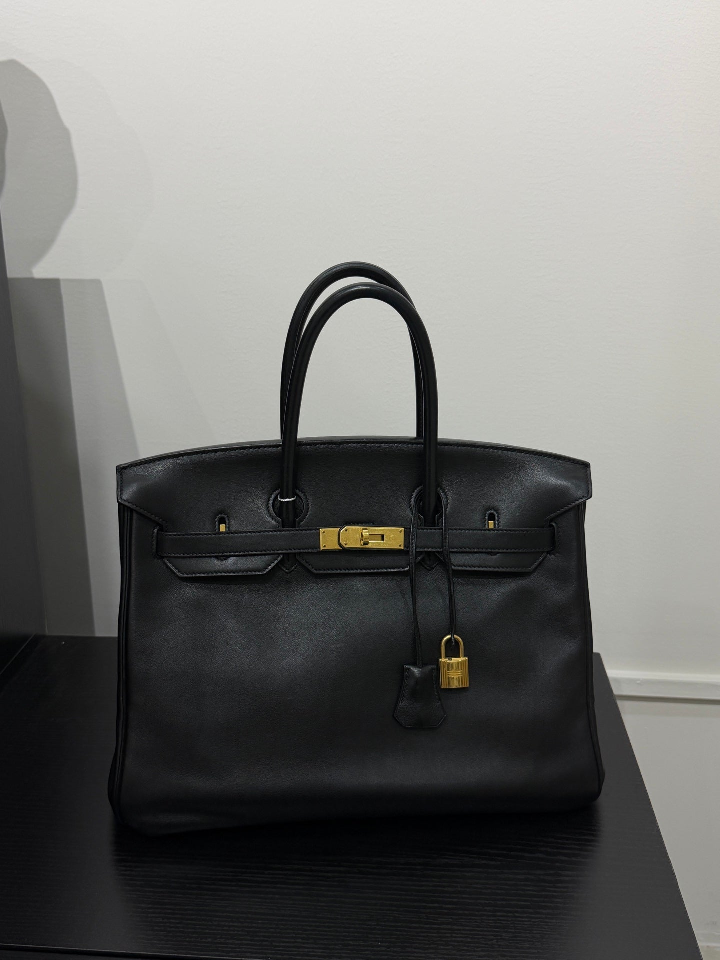 Hermès Birkin 35 in Black Evergrain Leather with Gold Hardware - Stamp L