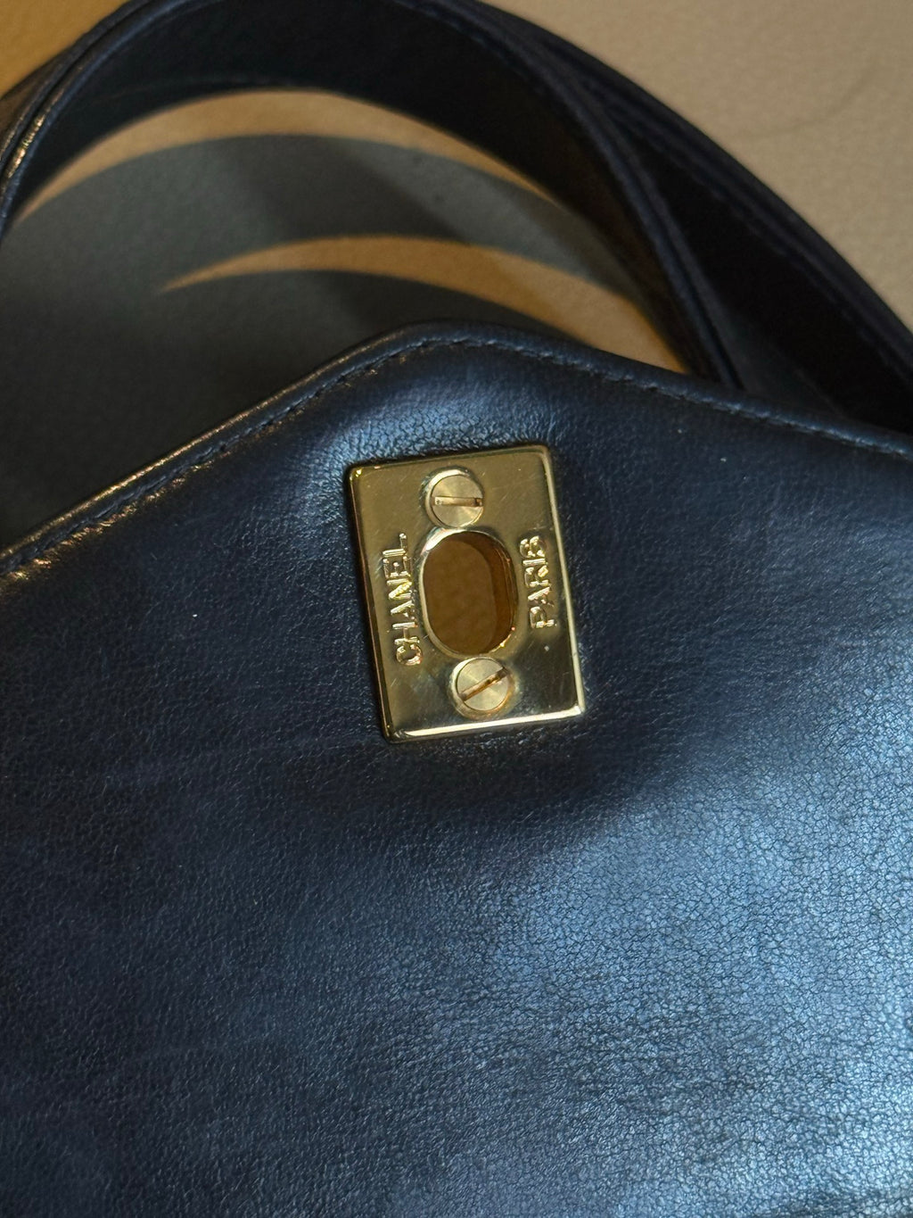 Authentic Chanel Kelly Lambskin Shoulder Bag Black Gold Hardware