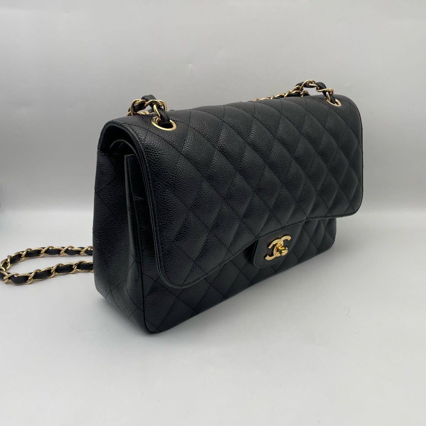 Chanel Classic Jumbo Double Flap Bag Black Caviar GHW (24-Series)