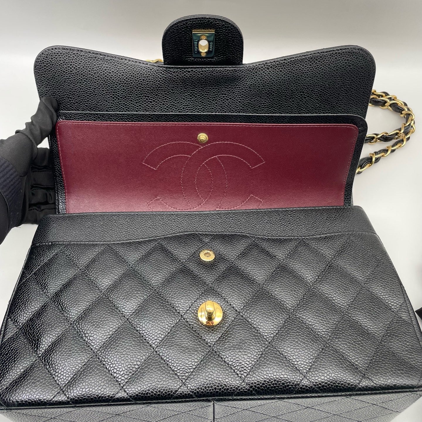 Chanel Classic Jumbo Double Flap Bag Black Caviar GHW (24-Series)