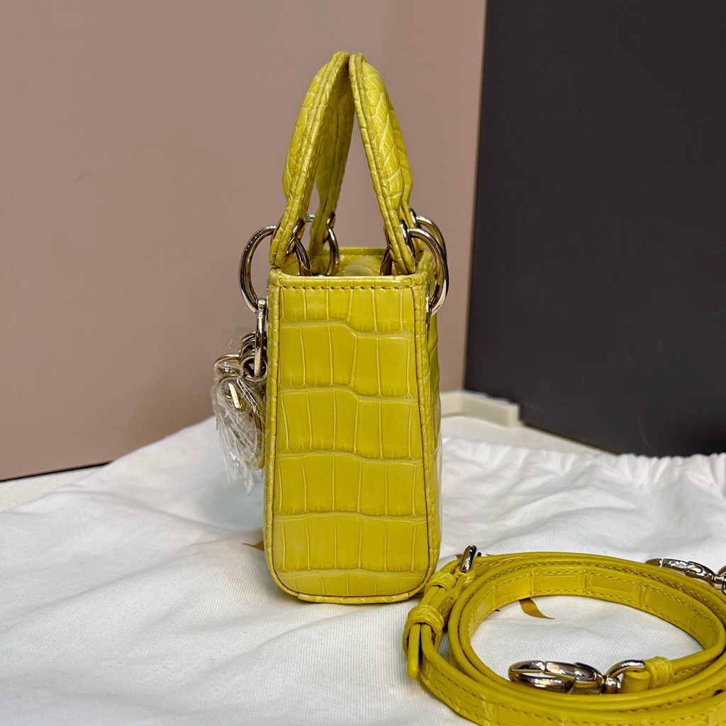 Dior Lady Dior Gold Crossbody Handbag Excellent