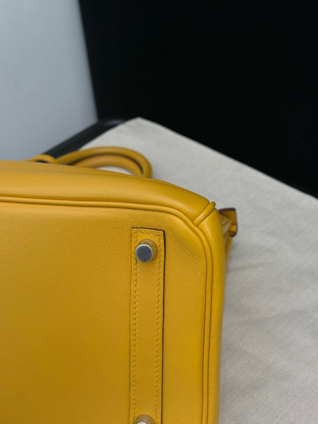 Hermes Birkin30 Swift Leather Yellow Tote Handbag Silver Hardware