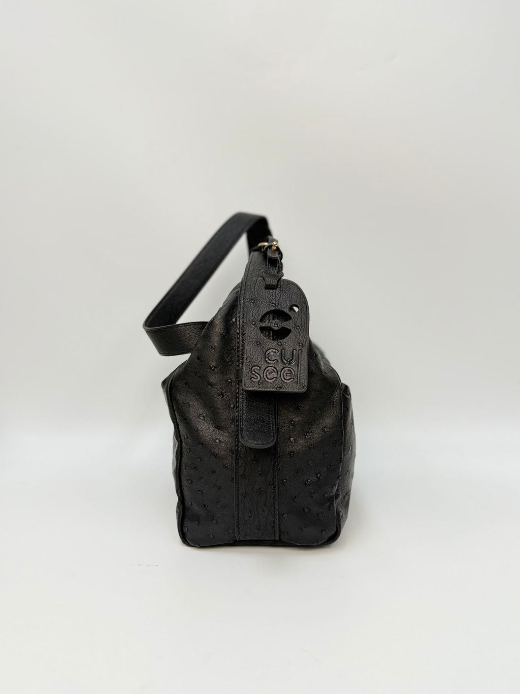 Original Design | High-End Handcrafted Custom Bag-BUBU HOBO(Black Ostrich Leather) - Pre-Owned