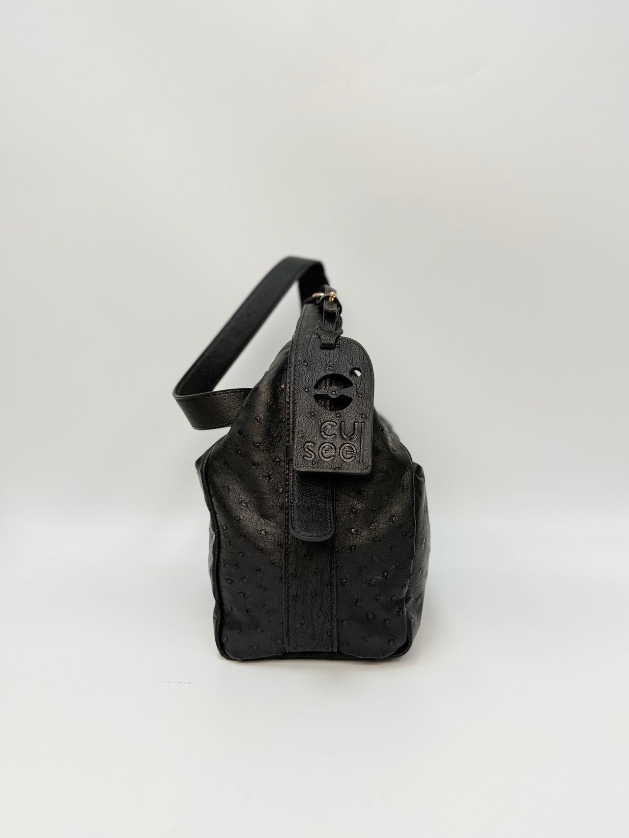 Original Design | High-End Handcrafted Custom Bag-BUBU HOBO(Black Ostrich Leather) - Pre-Owned