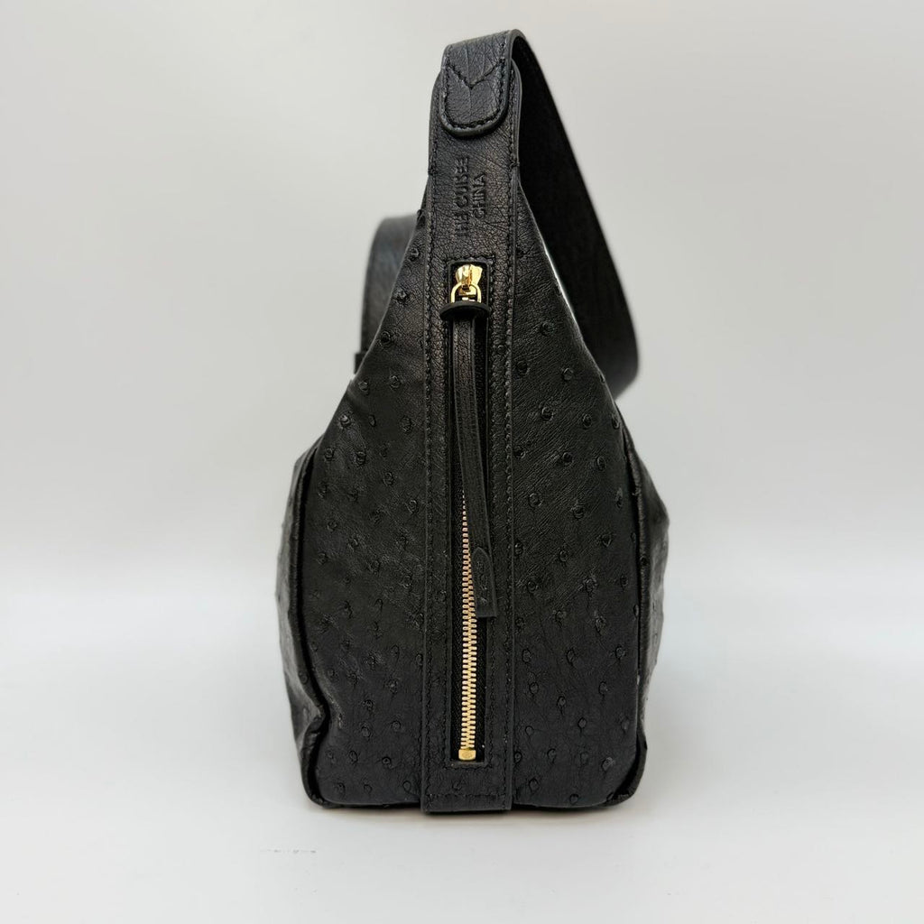 Original Design | High-End Handcrafted Custom Bag-BUBU HOBO(Black Ostrich Leather) - Pre-Owned