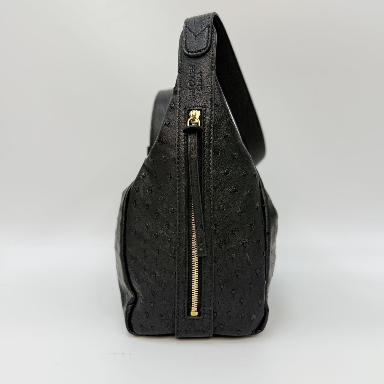 Original Design | High-End Handcrafted Custom Bag-BUBU HOBO(Black Ostrich Leather)