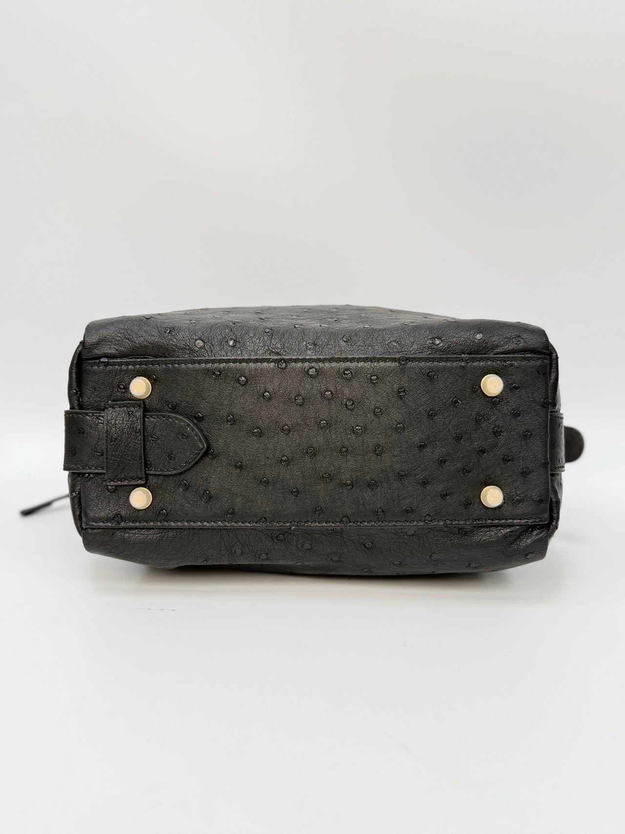 Original Design | High-End Handcrafted Custom Bag-BUBU HOBO(Black Ostrich Leather)