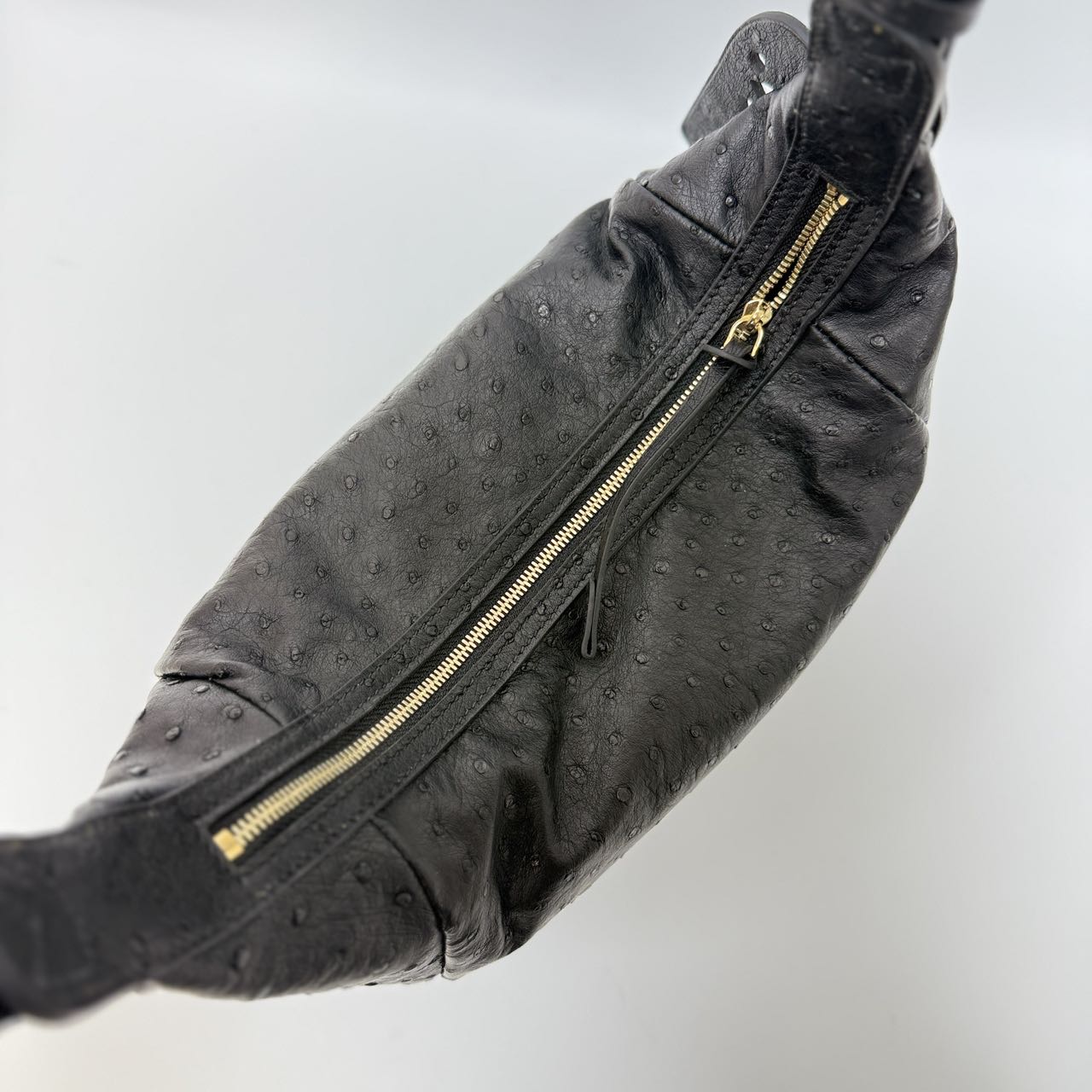 Original Design | High-End Handcrafted Custom Bag-BUBU HOBO(Black Ostrich Leather)