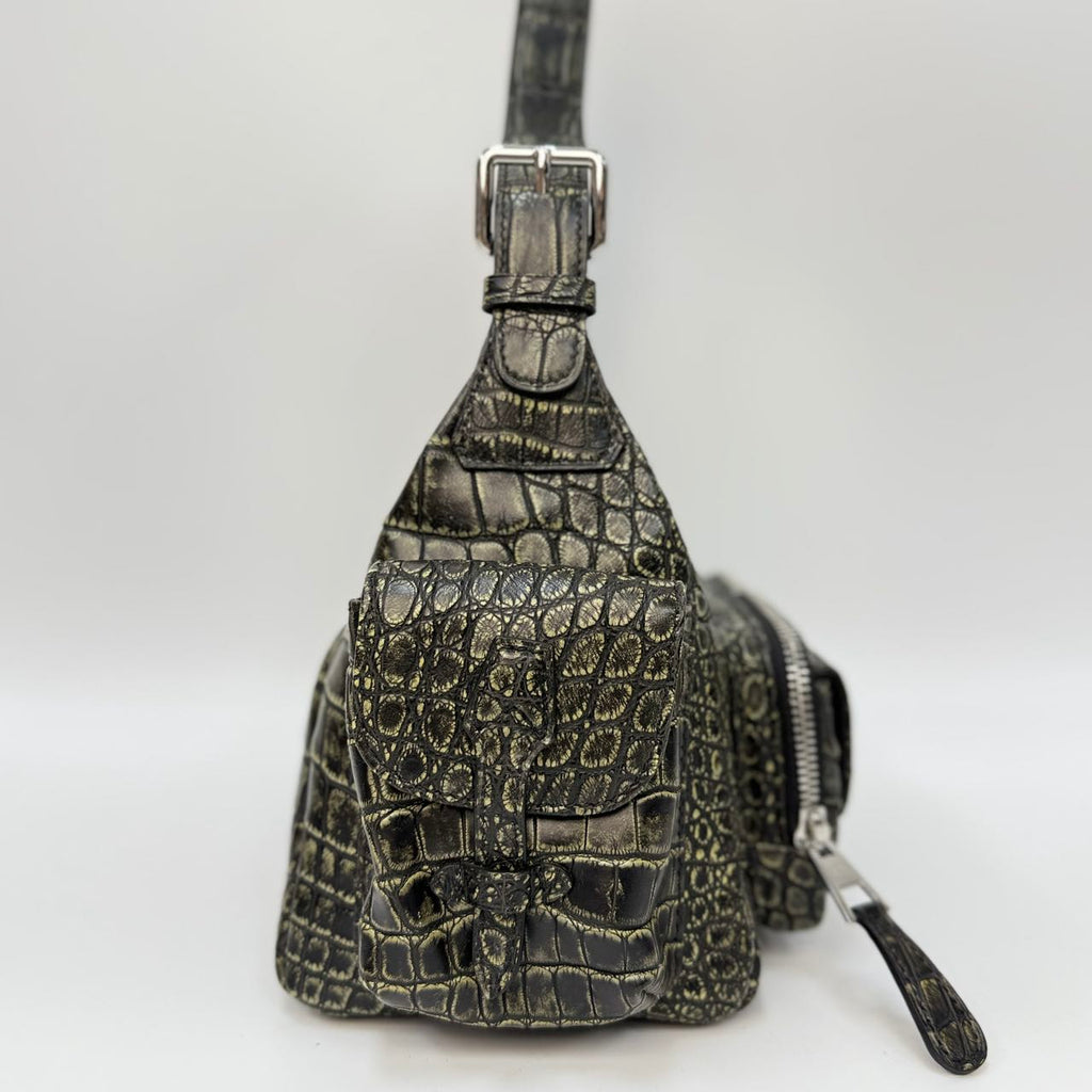 Original Design | High-End Handcrafted Custom Bag-motorcycle Bag（Crocodile Leather） - Pre-Owned