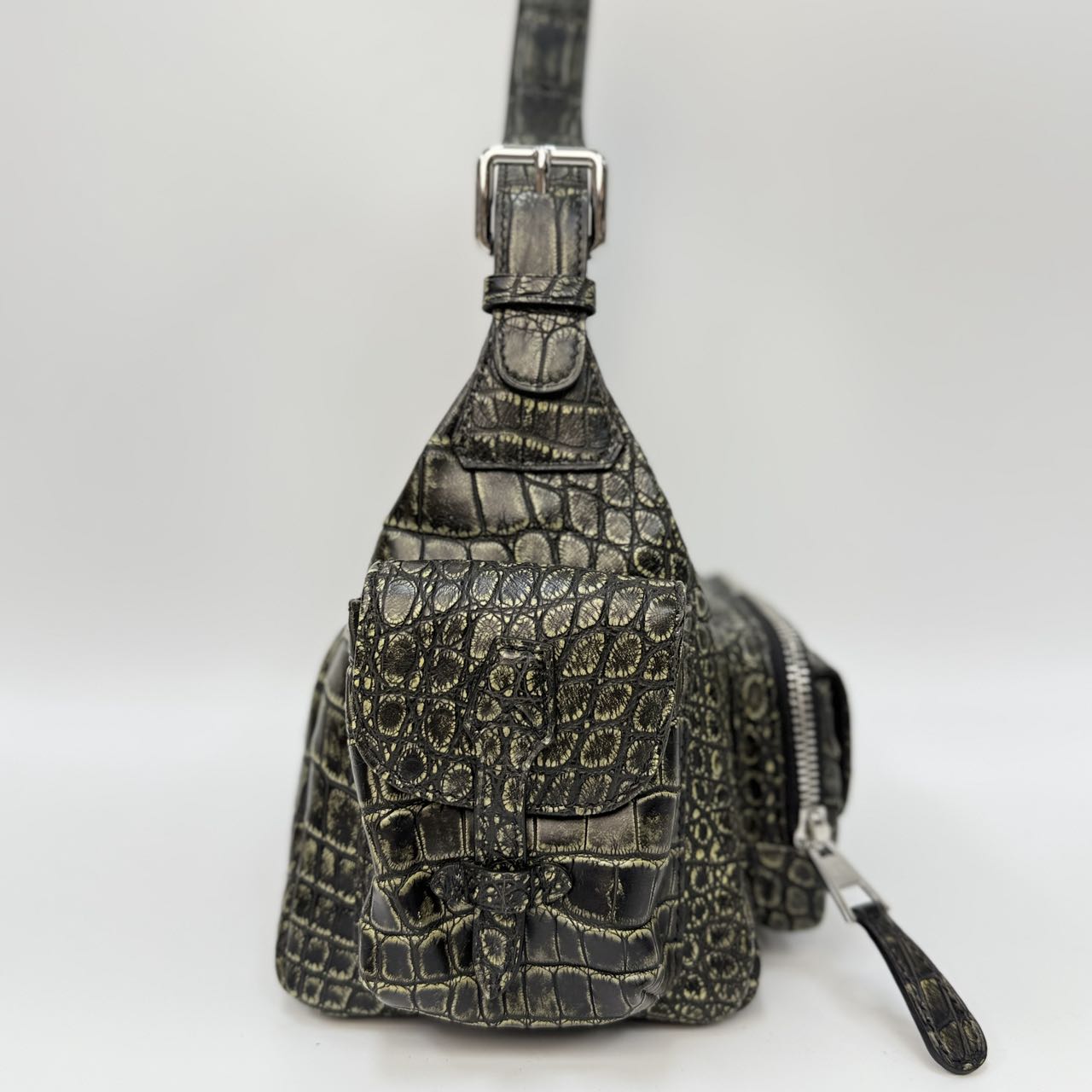 Original Design | High-End Handcrafted Custom Bag-motorcycle bag（Crocodile Leather）