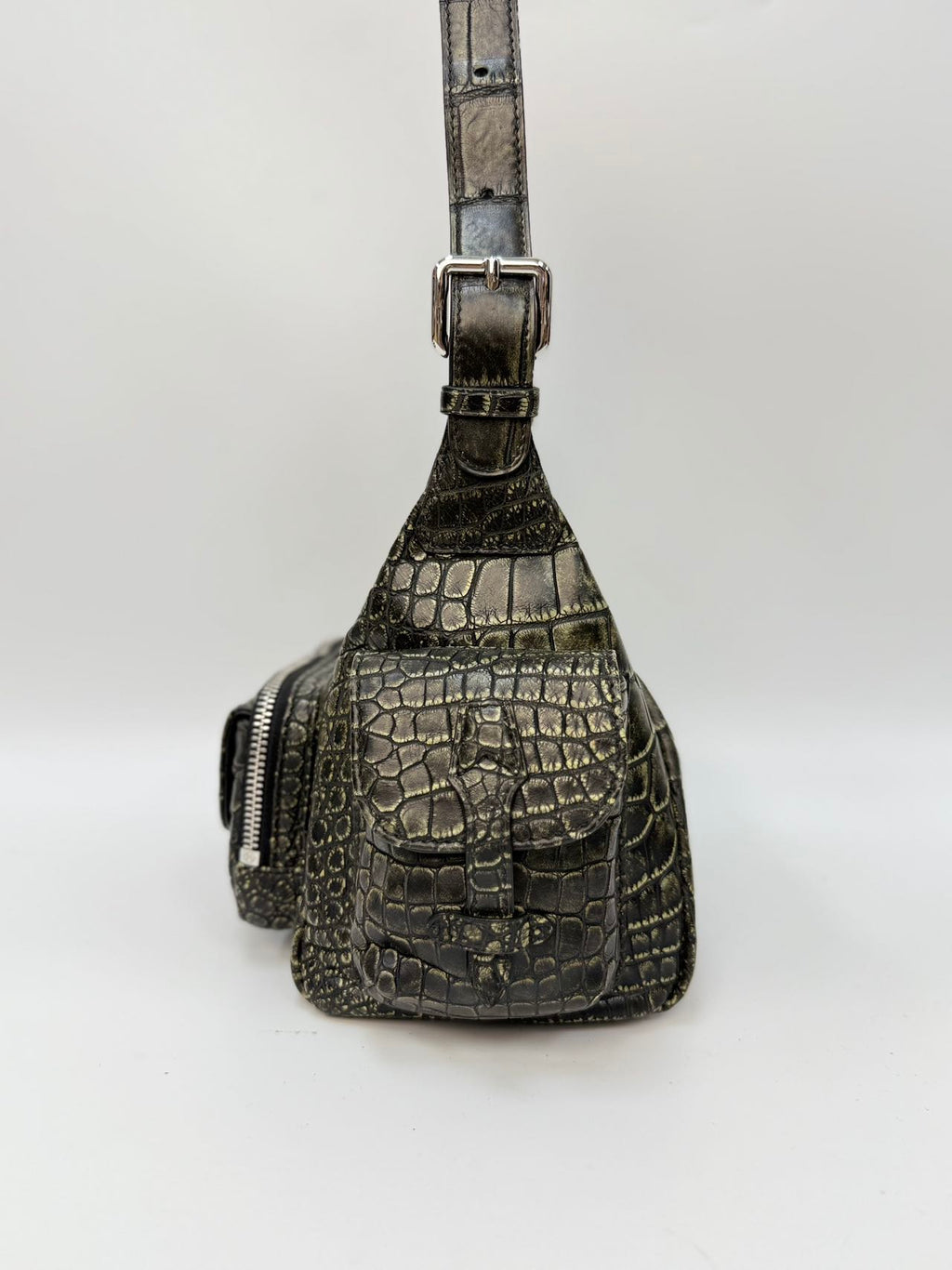 Original Design | High-End Handcrafted Custom Bag-motorcycle Bag（Crocodile Leather） - Pre-Owned