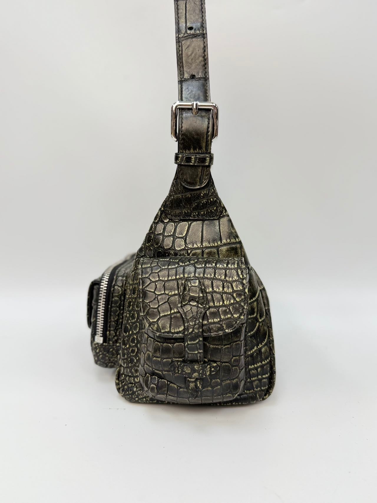 Original Design | High-End Handcrafted Custom Bag-motorcycle bag（Crocodile Leather）