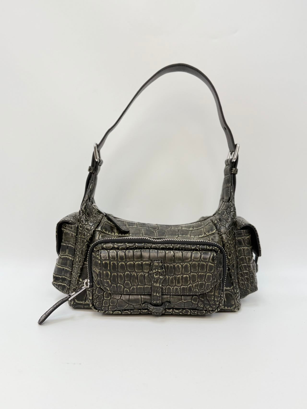 Original Design | High-End Handcrafted Custom Bag-motorcycle bag（Crocodile Leather）