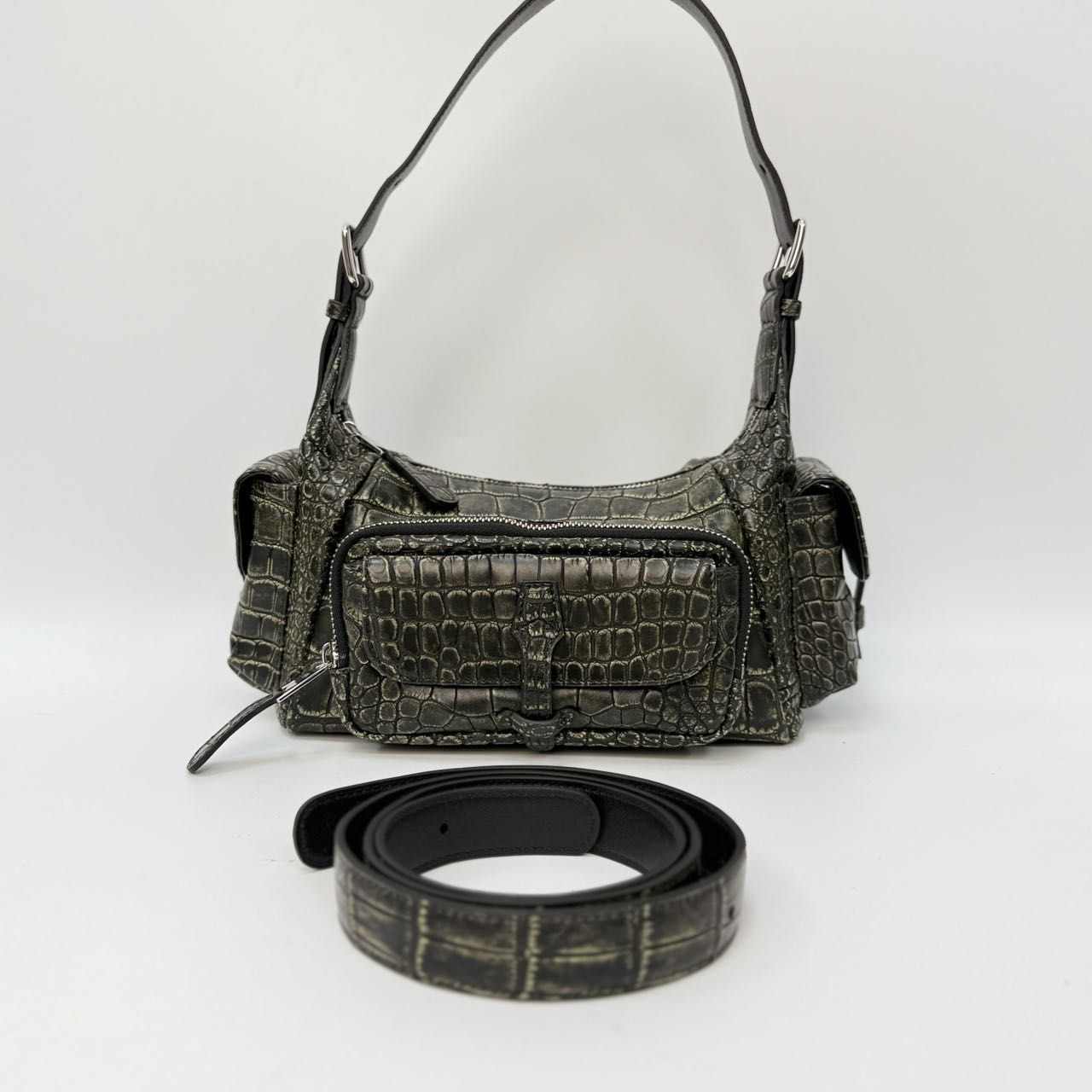 Original Design | High-End Handcrafted Custom Bag-motorcycle bag（Crocodile Leather）