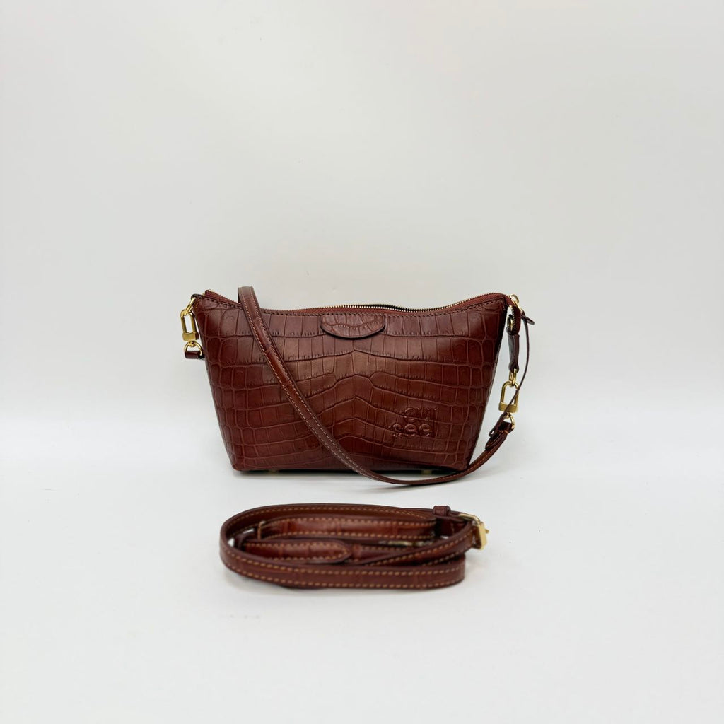 Original Design | High-End Handcrafted Custom Bag-Sail Boat (Brown Crocodile Leather) - Pre-Owned