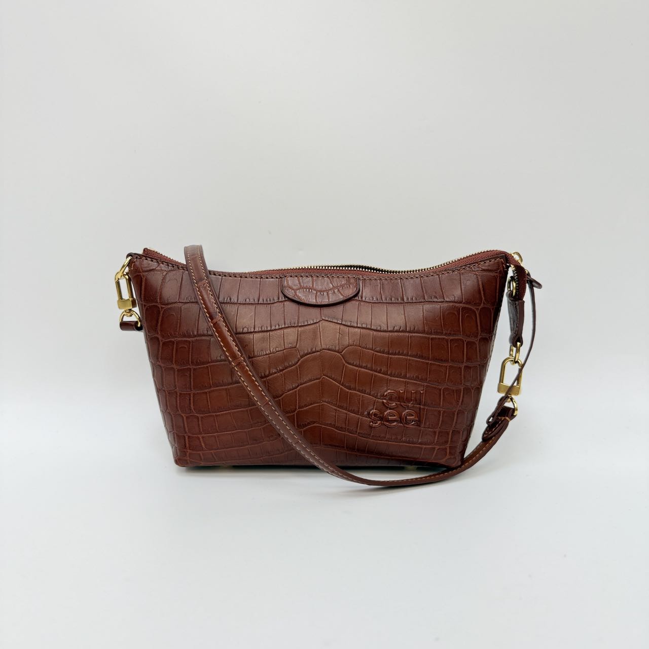 Original Design | High-End Handcrafted Custom Bag-Sail Boat (Brown Crocodile Leather) - Pre-Owned