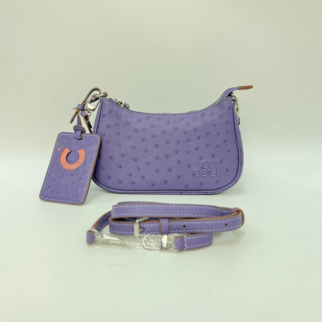 Original Design | High-End Handcrafted Custom Bag-Felicia(Purple Ostrich Leather) - Pre-Owned