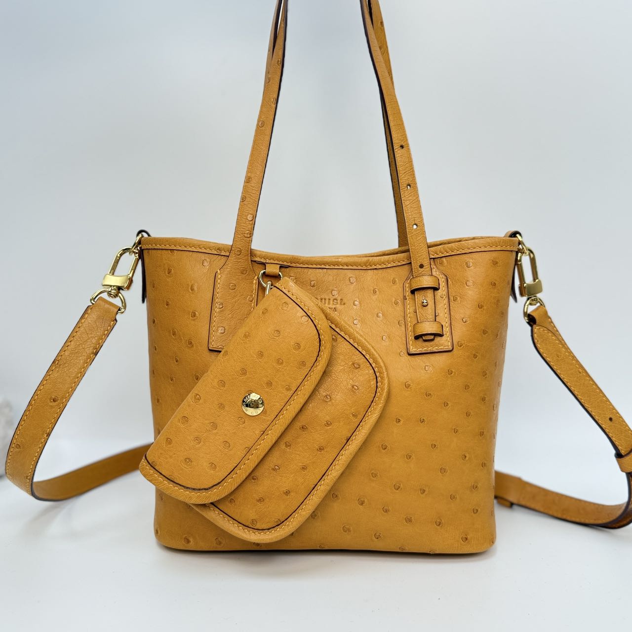 Original Design | High-End Handcrafted Custom Bag-ALL IN TOTE (yellow Ostrich Leather) - Pre-Owned