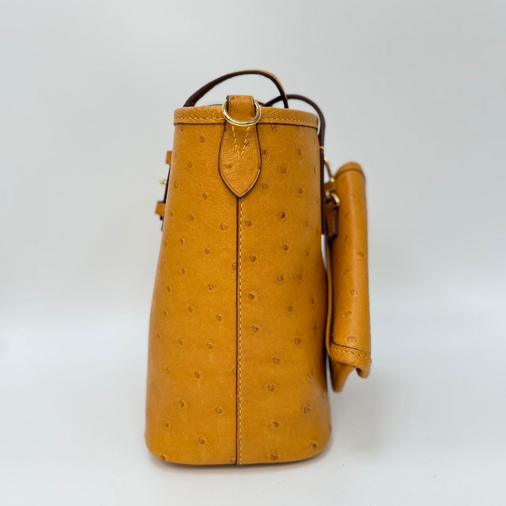 Original Design | High-End Handcrafted Custom Bag-ALL IN TOTE (yellow Ostrich Leather) - Pre-Owned